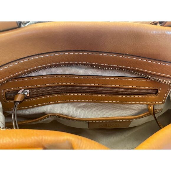 MICHAEL KORS Handbag Cognac Natural Brown Leather Purse Satchel Doctors Bag - Picture 16 of 16